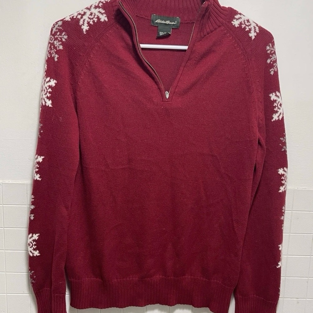 Eddie Bauer Women’s Burgundy Zip-Up Sweater